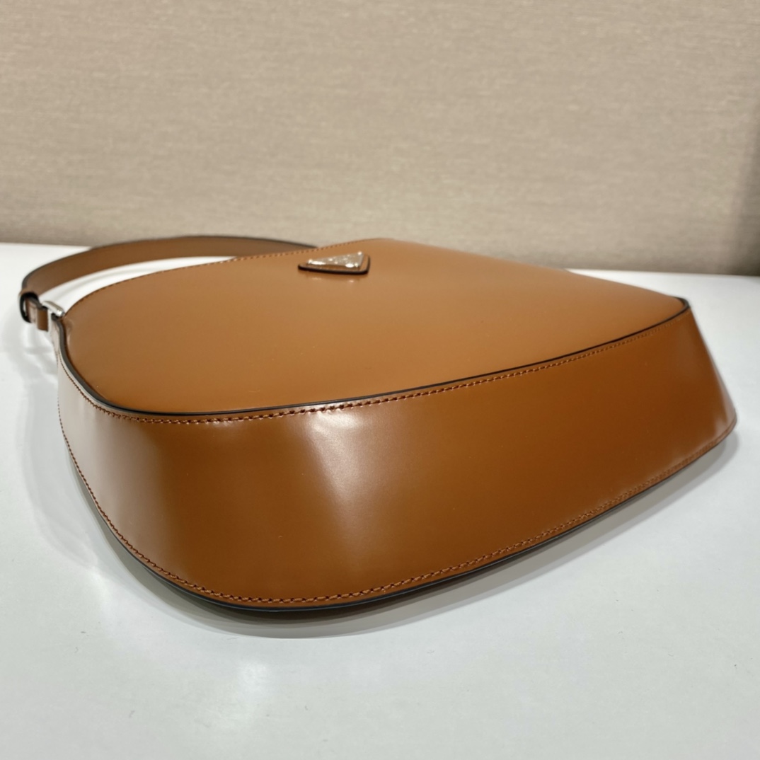 Prada Cleo Brushed Leather Shoulder Bag Tobacco 1BC499